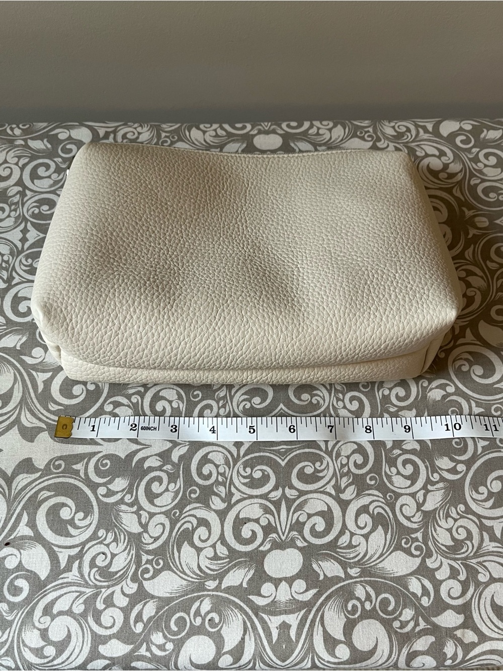 Beach Boutique K Carroll Cream Faux Leather Bag with Silver Colored Hardware